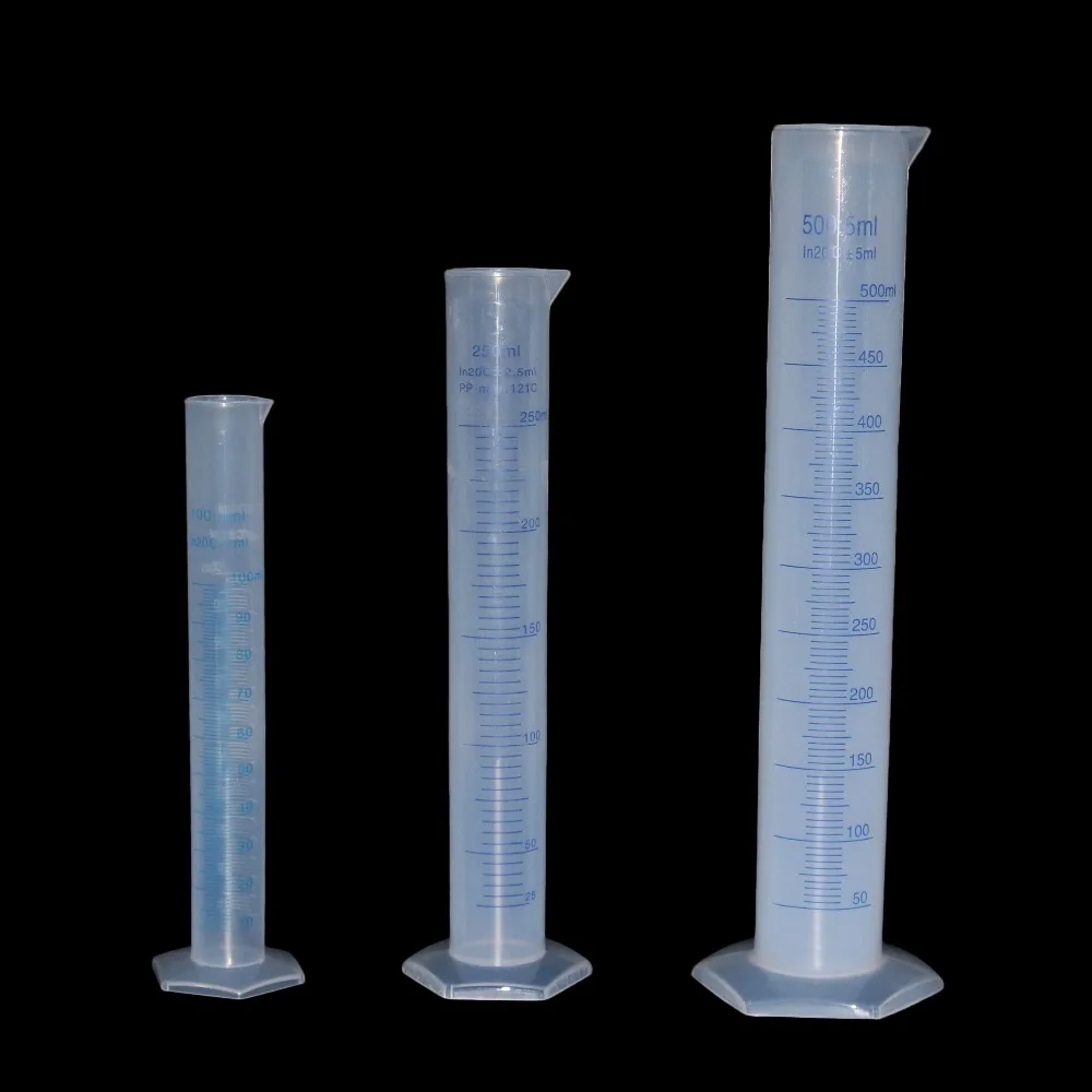 Clear White Plastic Liquid Measurement Graduated Cylinder for Lab Supplies Laboratory Tools 10ml,25ml,50ml,100ml,250ml,500ml