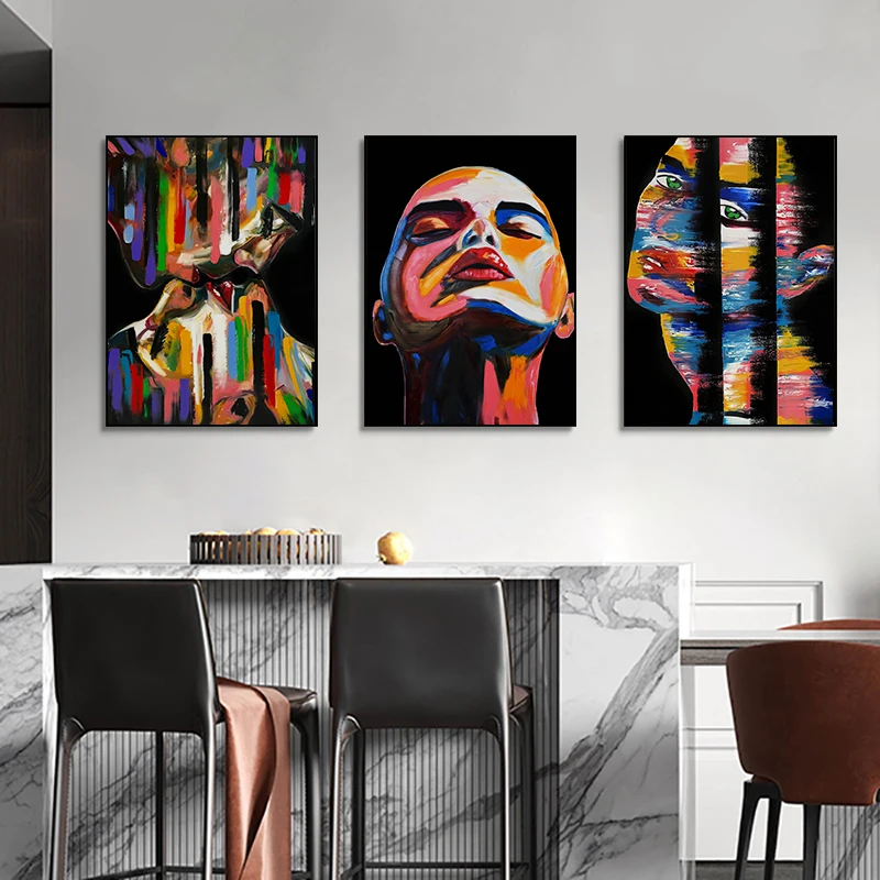 

Abstract Couple Kiss Graffiti Poster Print Black African Woman Pop Art Canvas Painting Wall Picture for Living Room Unique Decor