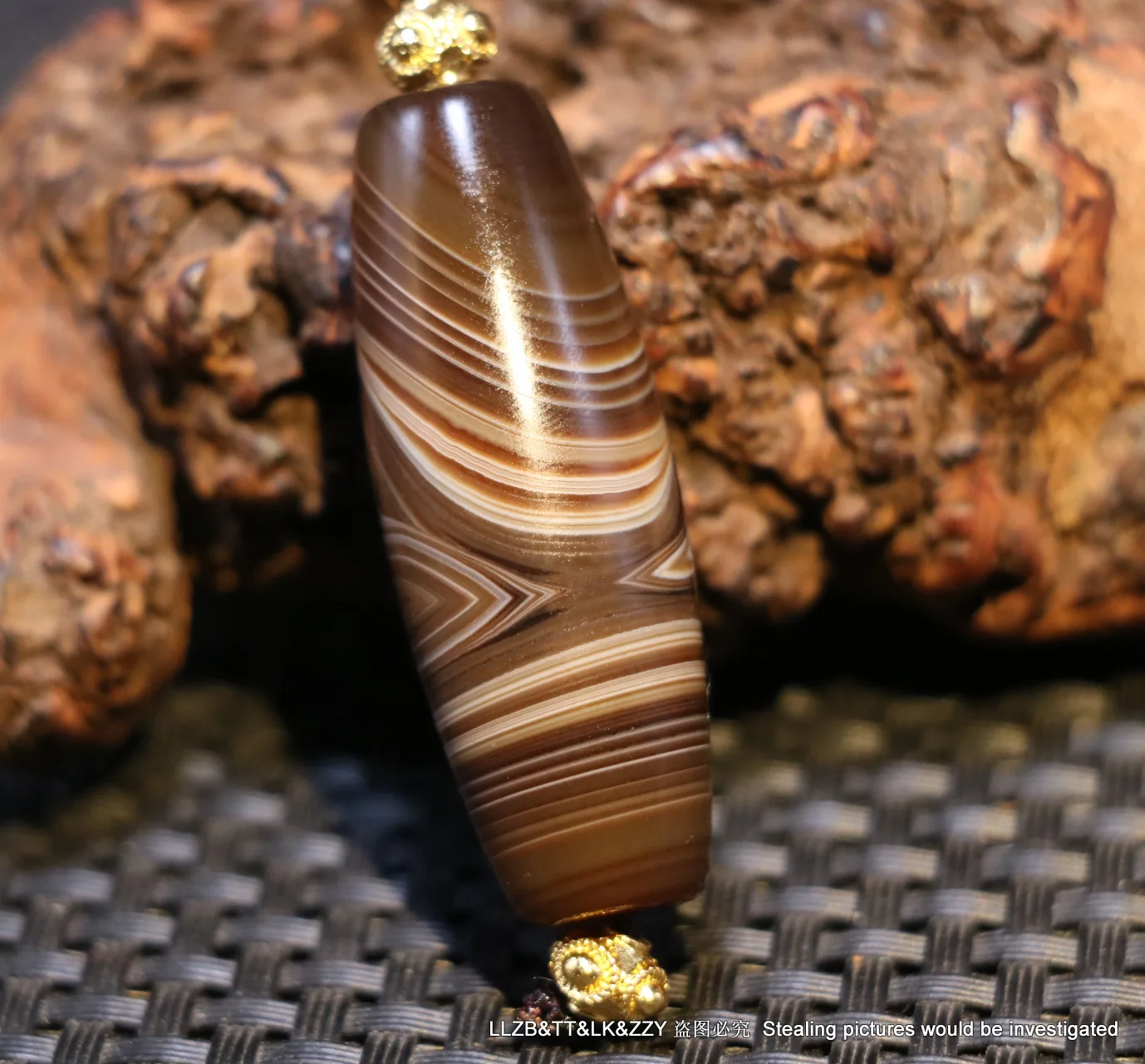 Treasure Magic Power Magic LKbrother Magic Energy Tibetan Old Agate Natural Silkworm Line Be Rich dZi Bead 45MM LLZBs