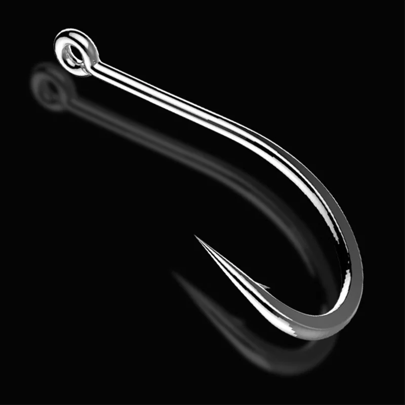 50pcs/lot Fishing Hooks Black Coating High Carbon Stainless Steel Barbed Flattened Sharped  Fishhooks for Sea Fishing