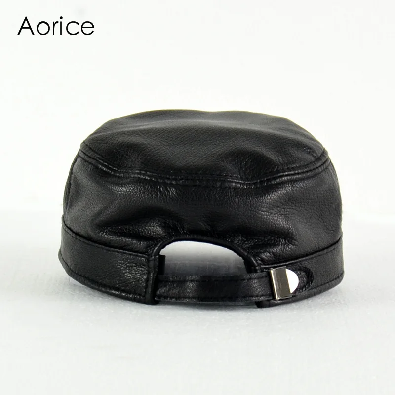 Aorice Genuine Leather Men Baseball Cap Hat High Guality Men\'s Real Sheep Skin Leather Adult Solid Army Hats Caps HL154-B