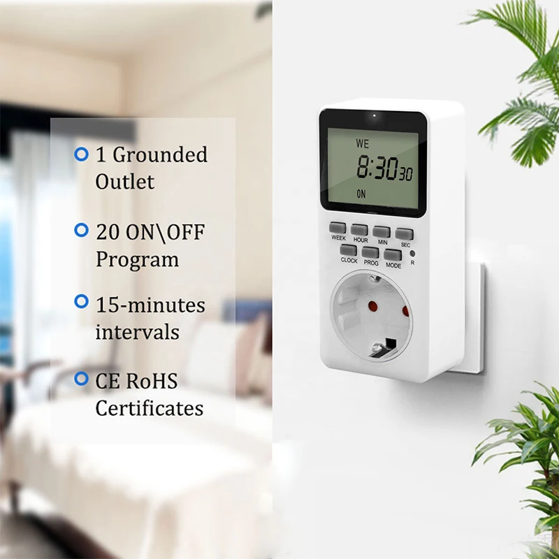 20 Group Setting EU US UK Plug Electronic Digital Kitchen Timer Switch Outlet Week 12/24 Hour Cyclic Program Timing Socket