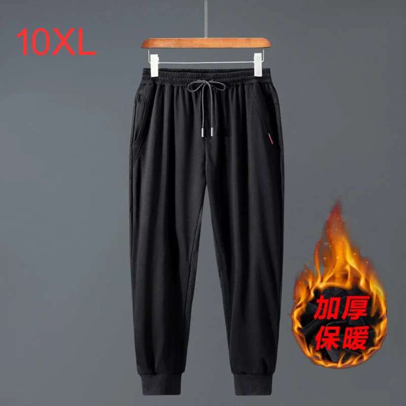 plus velvet Winter thickening men's tide large size casual trousers sports pants youth leisure stretch 7xl 4xl 9XL 10XL