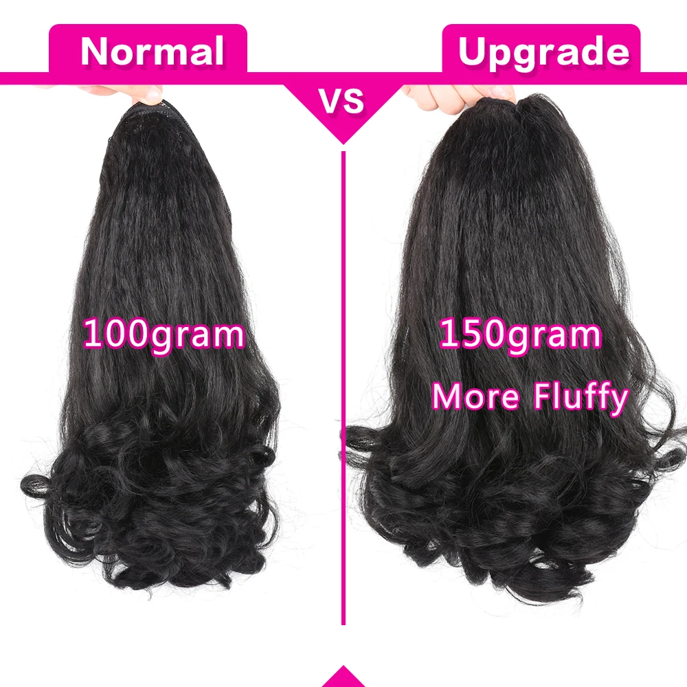 Afro Puff Kinky Straight Drawstring Ponytail Synthetic Pony Tail Hairpiece for Black Women African American Clip Hair Extension