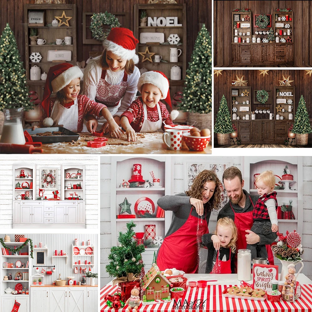 Christmas Photography Background Xmas Tree Kitchen Props Decorations Family Portrait Photography Backgrounds For Photo Studio