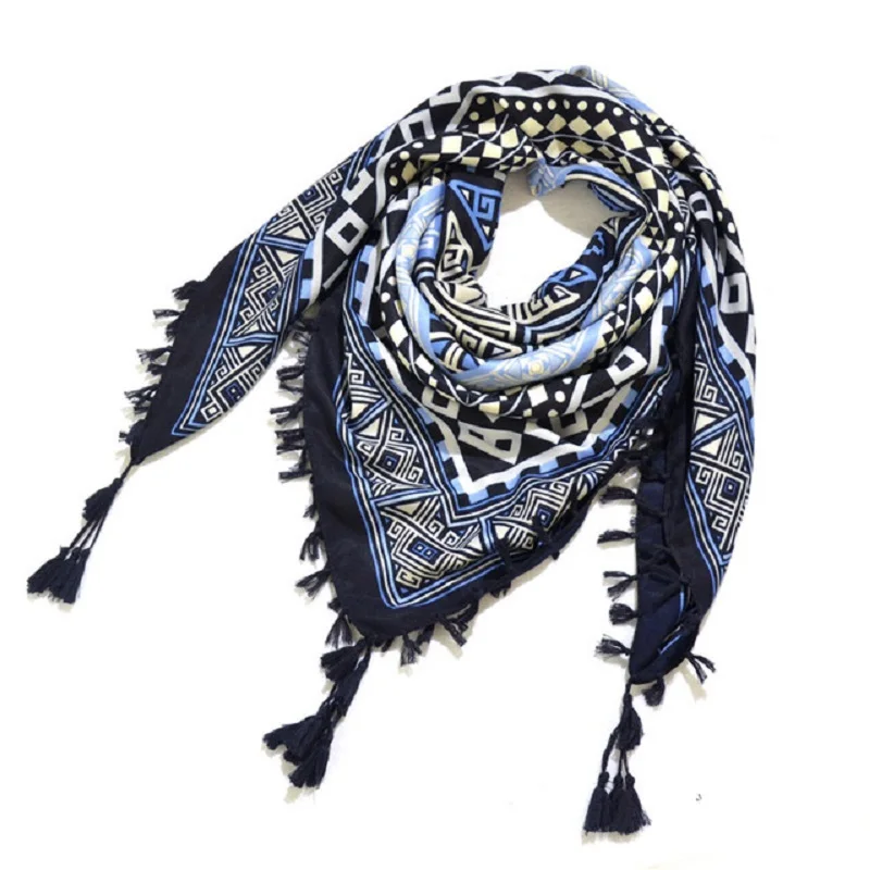 Scarf Winter Women Ladies Bohemian Print Shawl Russian Ethnic Wraps Tassel Scarves Bufanda Mujer Foulard Femme Square