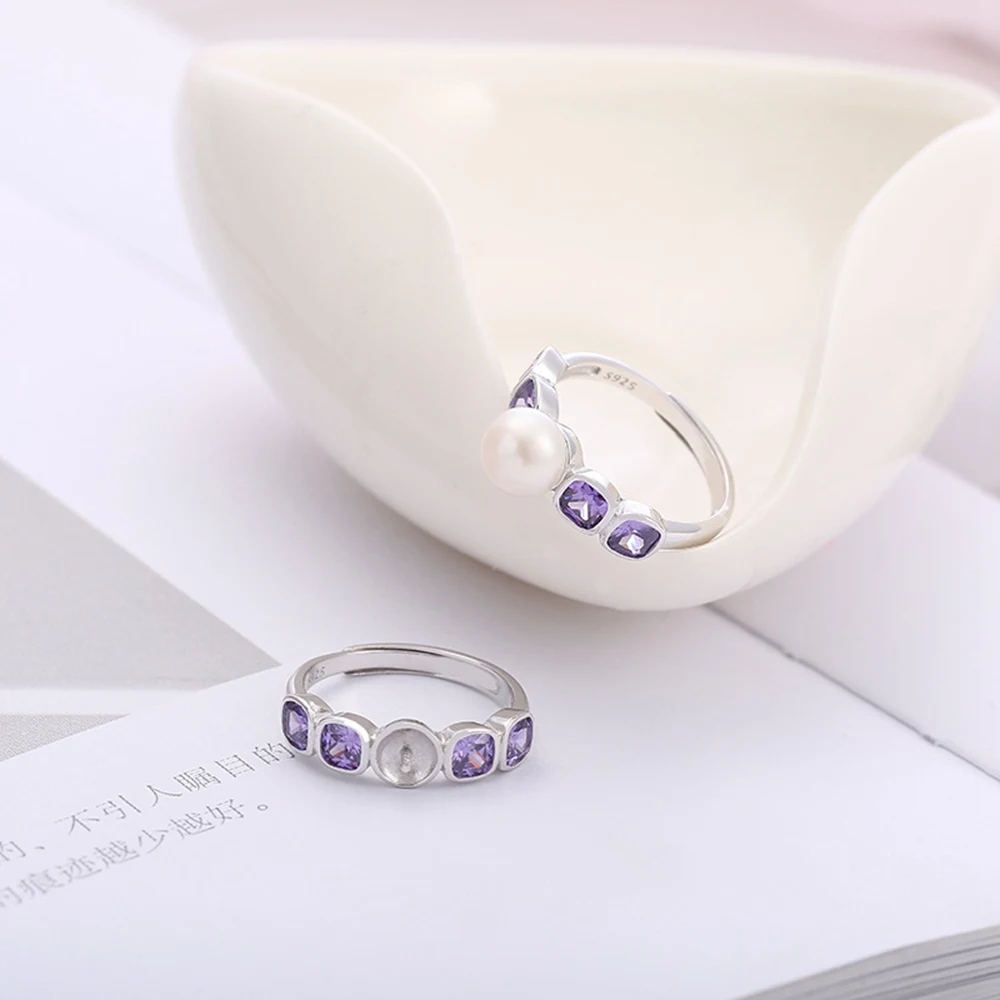 Manufacturers  s925 sterling silver pearl ring settings Korean women's versatile creative ring DIY mountings without pearl