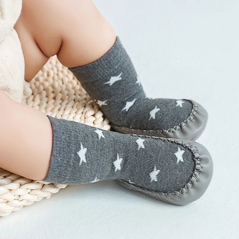 3-12 Months Children Anti-slip Shoes Newborn Baby Cotton Non-slip Floor Socks Boy Rubber Indoor Sock Infant Booties