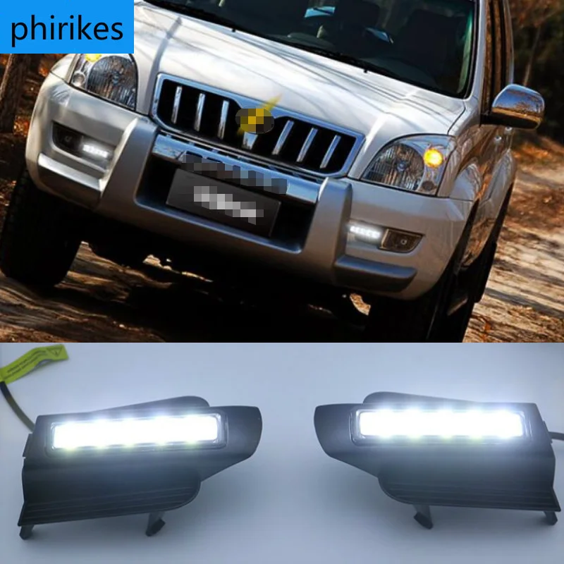 

2pcs LED DRL For Toyota Land Cruiser Prado 120 GRJ120 TRJ120 FJ120 LC120 2002~2010 Daytime Running Light Fog Lamp Original Esuse