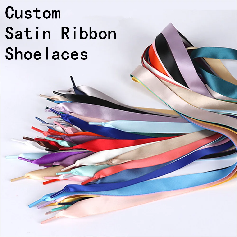 New Personalized Silk Satin Shoelaces 2CM Width Flat Ribbon Shoe laces Length 100CM 120CM Bridal Party Gifts Sneaker Shoelaces