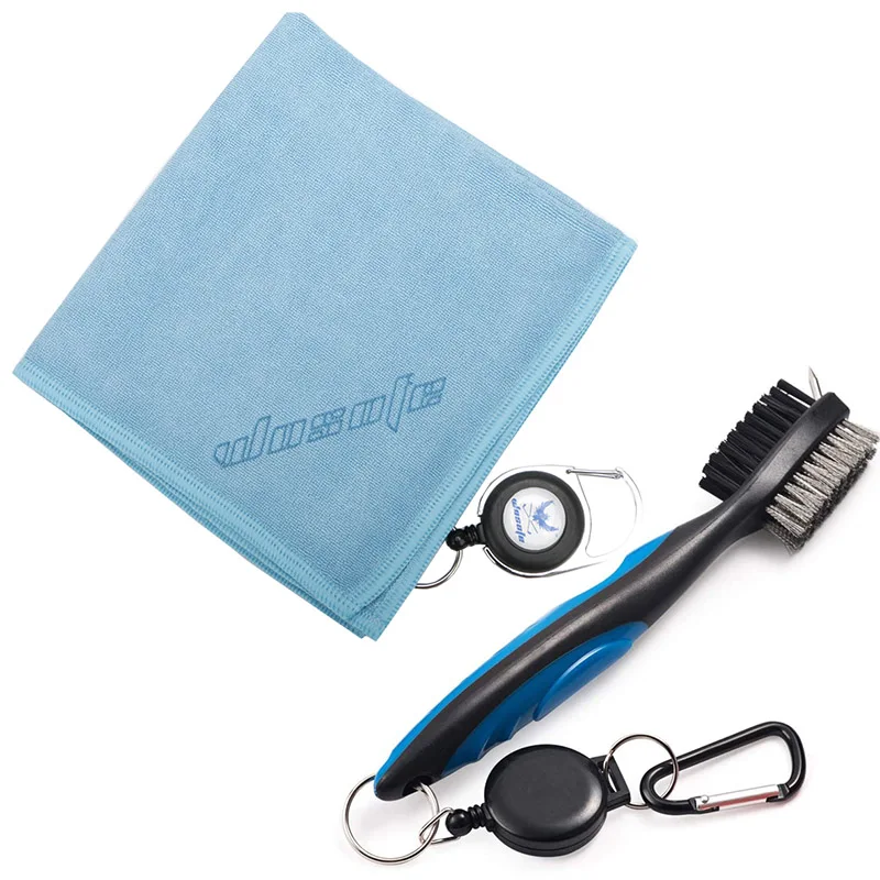 Golf towel Brush tool Kit Cleaner Retractable Extension Cord and Clip free shipping