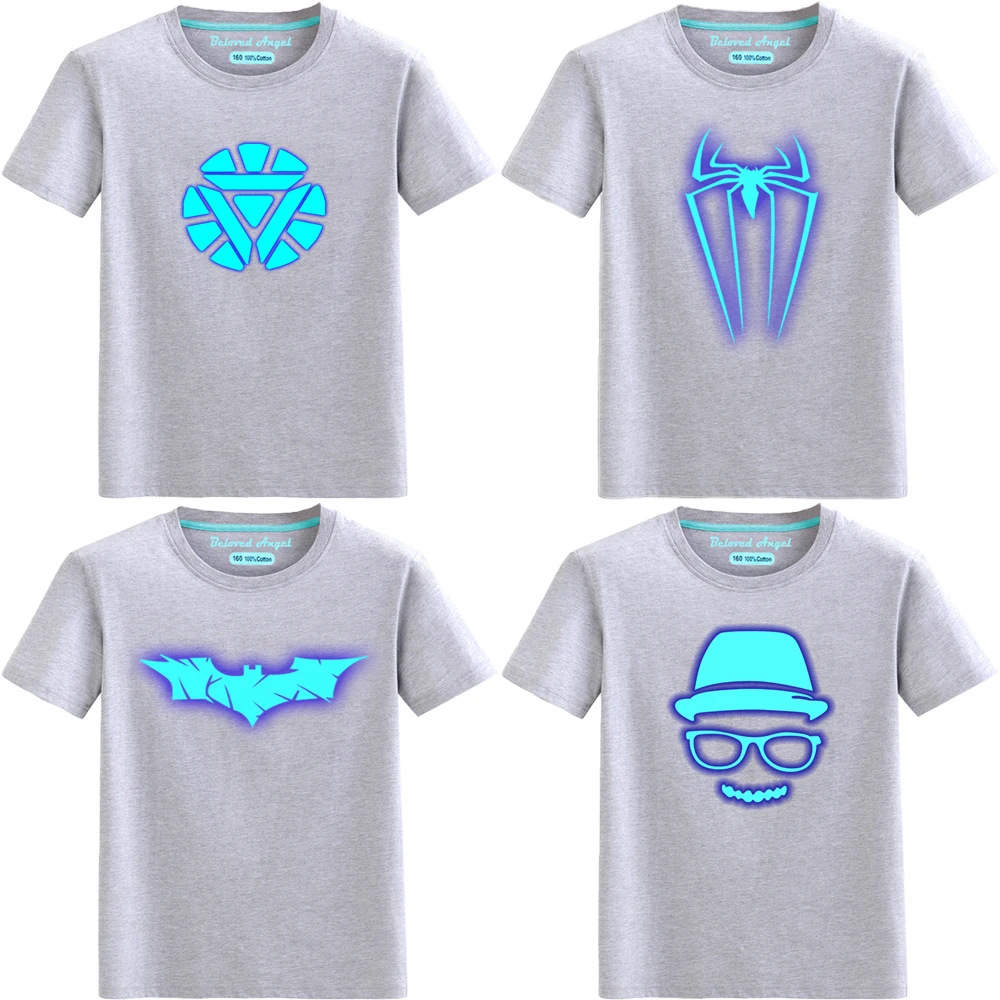 

Children Short Sleeve Luminous Tshirt Glow In Dark Christmas Tees For Baby Boys Kids Casual Cartoon Cotton Tops Girls T-shirt