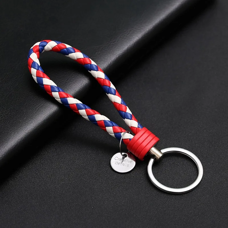 Universal Braided Leather Keychain Key Chain Ring for ford focus 2 3 Hyundai solaris i35 i25 Mazda 2 3 6 CX-5 Car Accessories