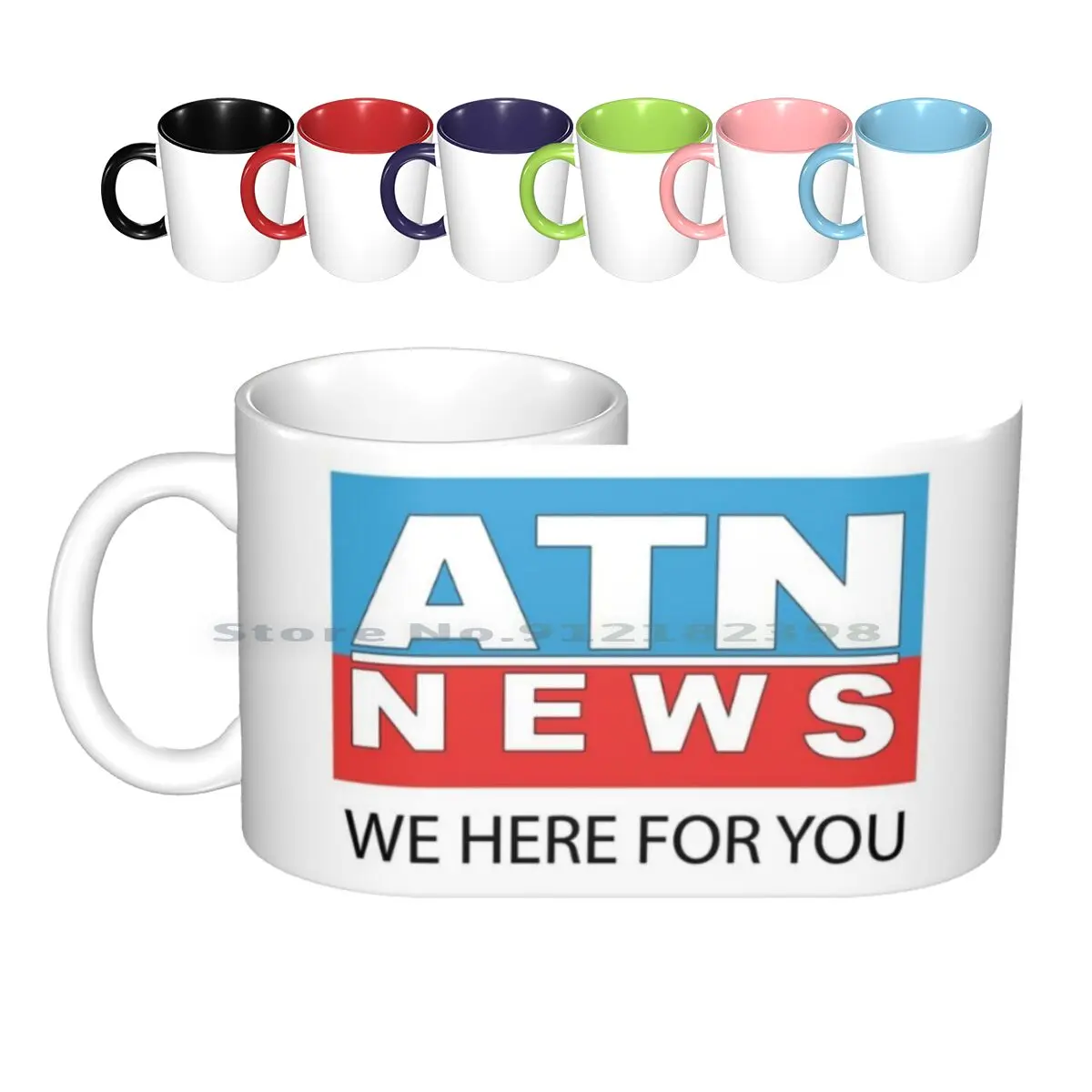 Atn News - We Here For You ( Small Logo ) Ceramic Mugs Coffee Cups Milk Tea Mug Succession Hbo Waystar Royco Atn News Fox Rupert