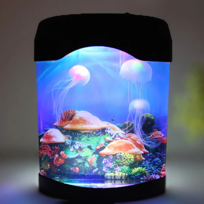 Aquarium LED Night Light, Artificial Seajelly Tank, Swimming Mood Lamp for Home, Desk Decor