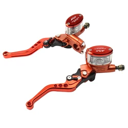 CNC aluminium Front Brake Master Cylinder Pump Lever for Electric motorcycle scooter CNC 5 adjuster lever M10 oil hose Orange