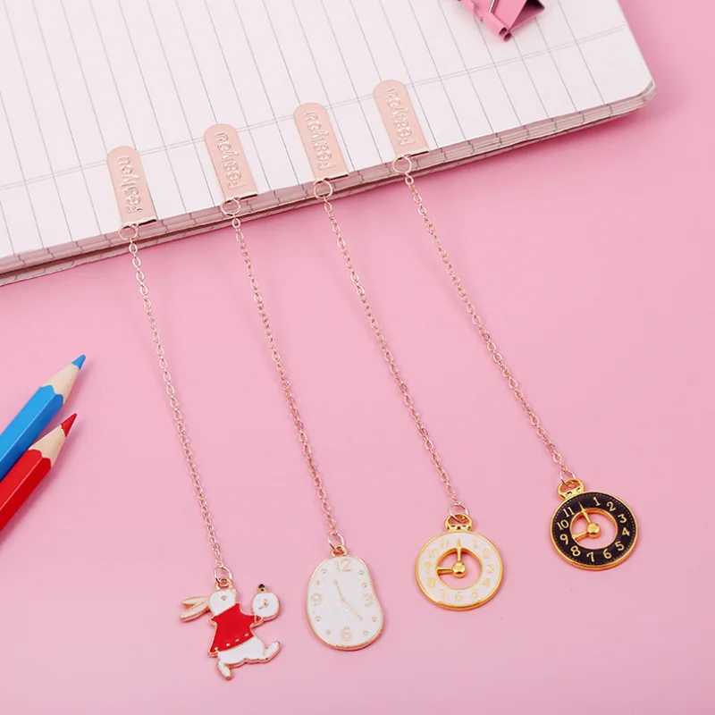 

Kawaii Clock Book Metal Bookmark Cute Accessories Book Mark Page Folder Office School Supplies Student Stationery
