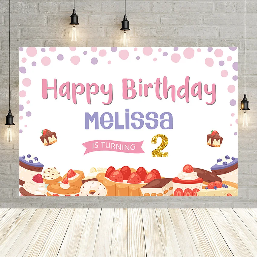 Avezano Mädchen 2nd Geburtstag Party Hintergrund Für Fotografie Rosa Süße Erdbeere Kuchen Donuts Banner Hintergrund Photozone Decor