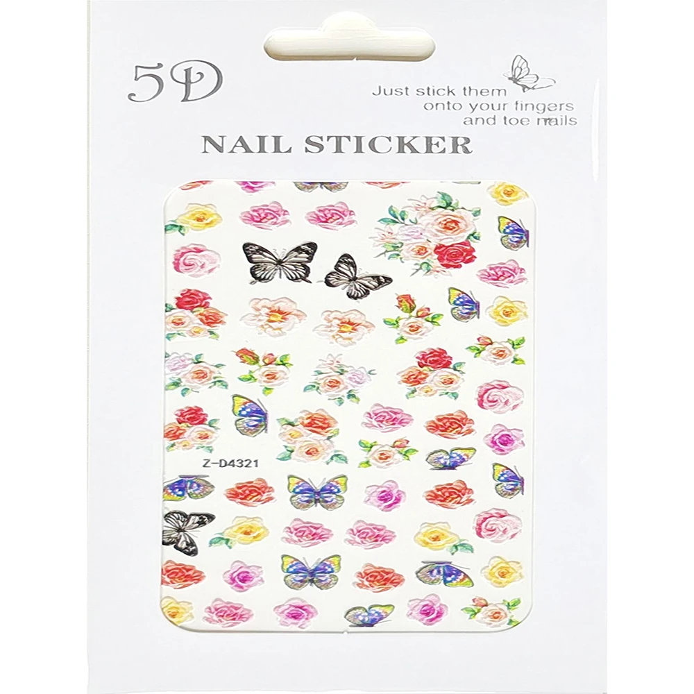 10PCS 5D Embossed Color Butterfly Nail Art Sticker Flower Nail Art Slider Nail Decoration Decal ZD 4320