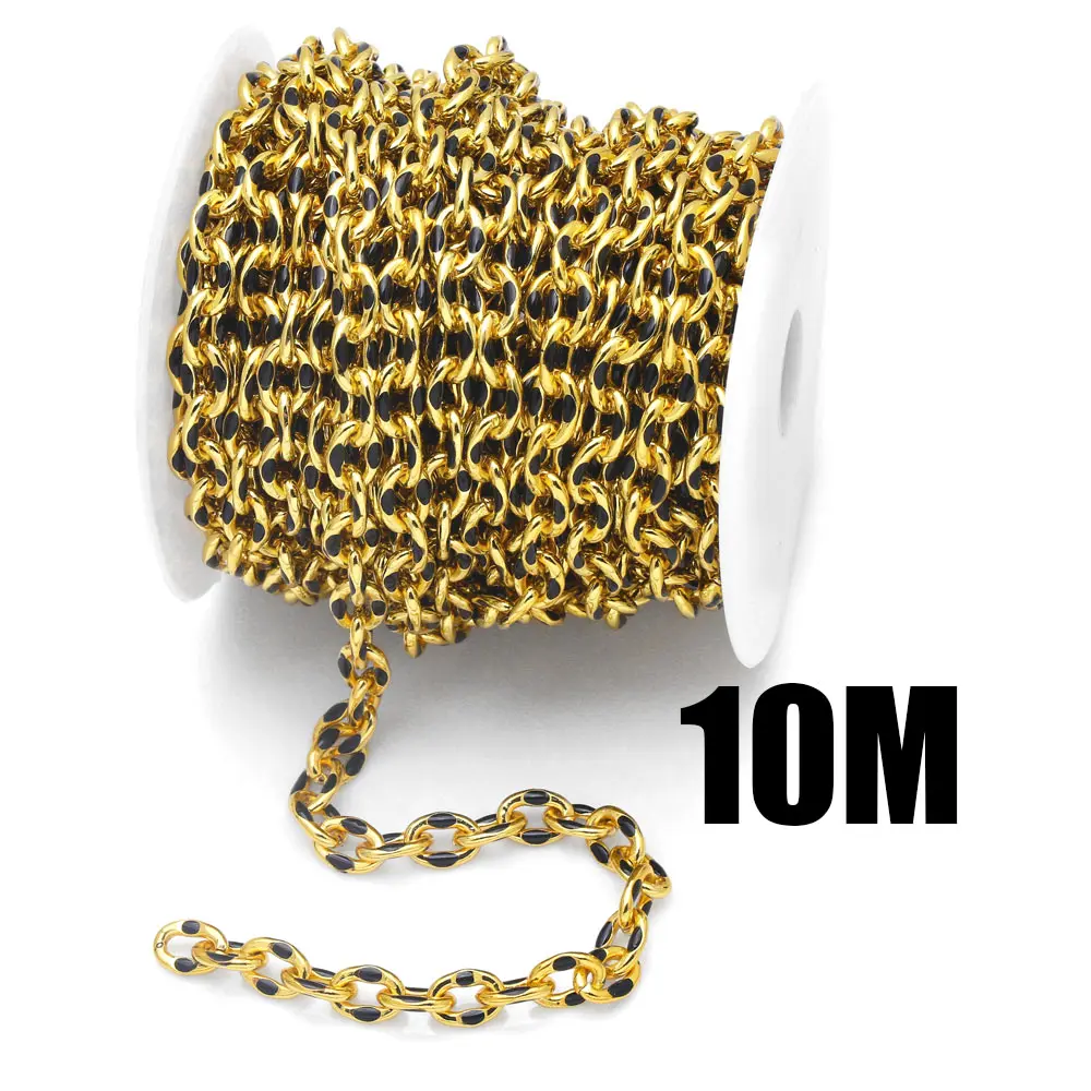 OCESRIO 10M Handmade Punk Hiphop Cable Chain for Necklace Making Gold Plated Copper DIY Components for Jewelry Making cana041