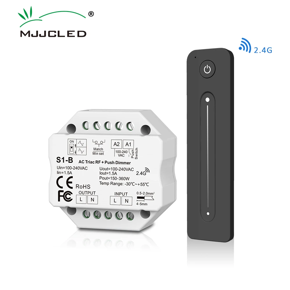 LED Dimmer 220V 2.4G RF Remote Triac Dimmer AC 230V Dimer Smart WIFI Push Switch Controller for LED Bulb Light Lamp S1-B