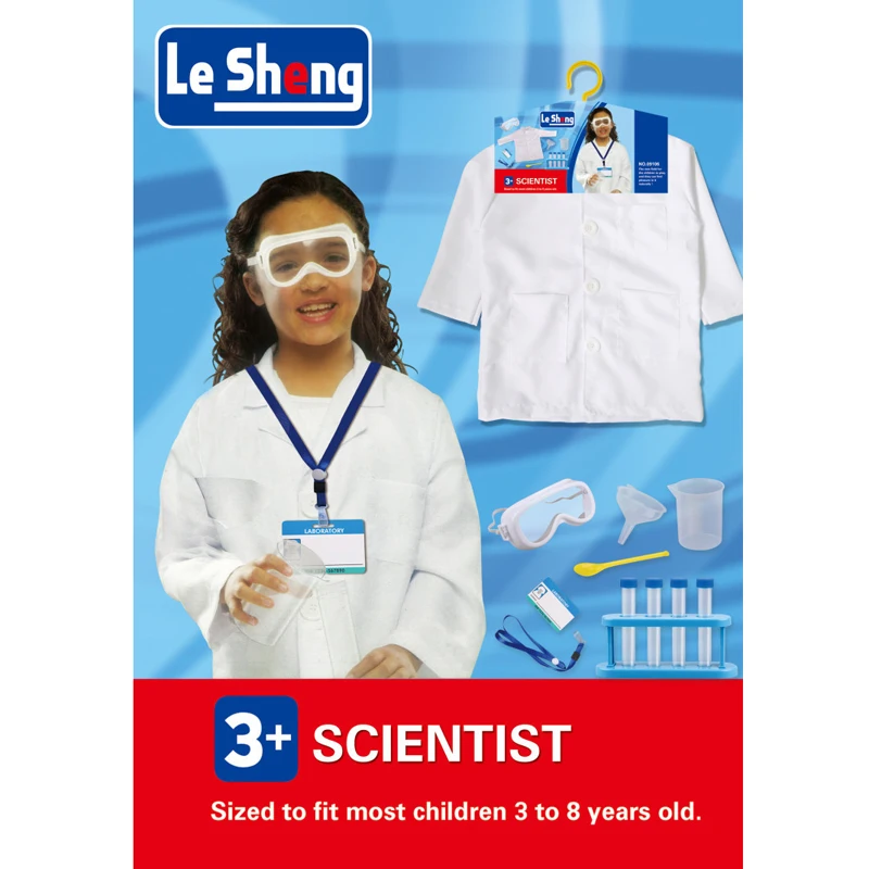 Halloween Boys Girls Scientist Cosplay Costume Child Professional Experience White Doctor Coat Laboratory Toys Accessories New