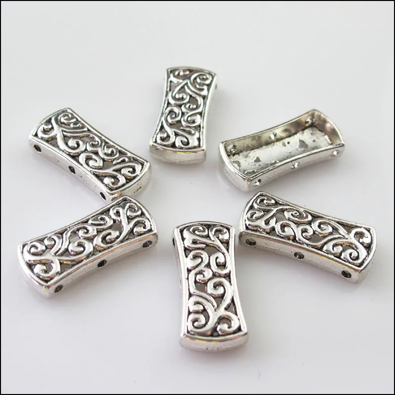 8 New Charms 3-3 Hole Flower Spacer Bar Beads Connectors 12x26.5mm Tibetan Silver Tone