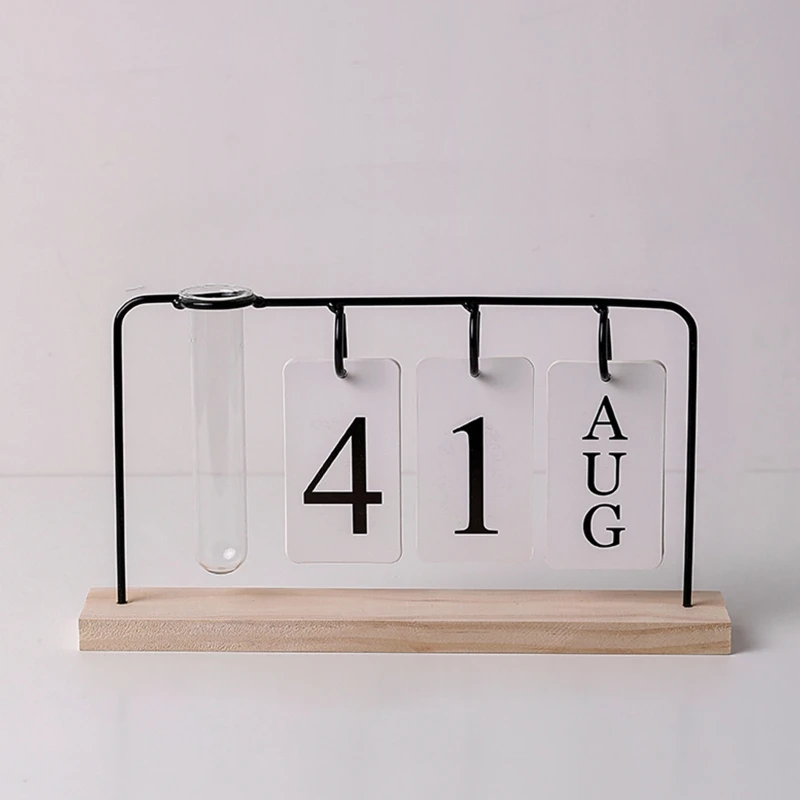 Office DIY Flipping Binder Countdown Monthly Calendar With Wooden Display Holder Desktop Stand For Teacher Women Men