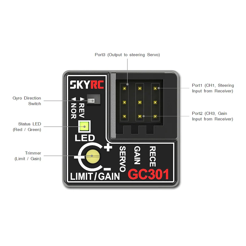 Imagem -02 - Skyrc Novo Gc301 Gc401 Pequeno Volume de Controle Remoto do Veículo Giroscópio Super para Carros rc