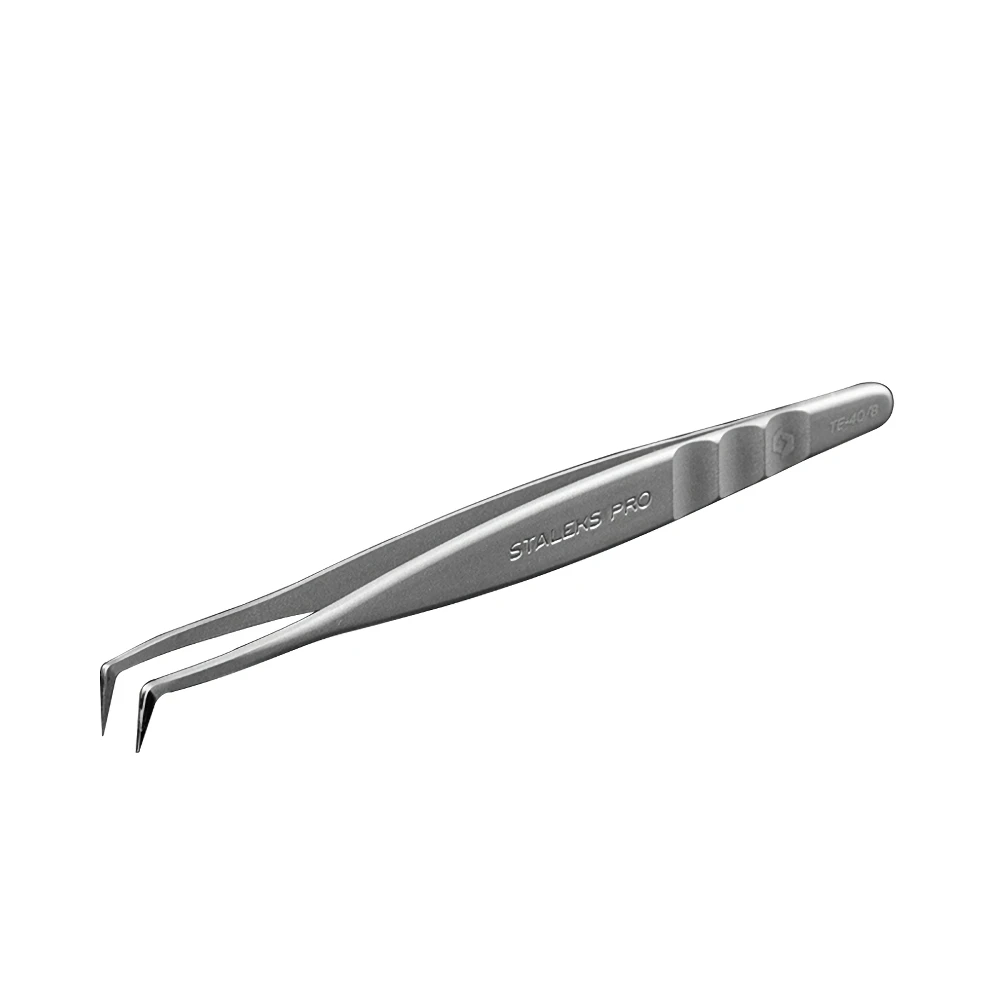 STALEKS PRO TE-40-8 Wave Pattern Embossing Tweezers Grafting Eyelashes Blooming ESD High Precise Hyper Fine AISI