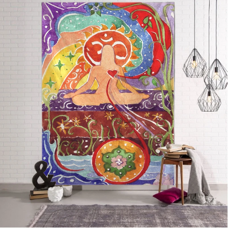 Indian Buddha meditation 7 Chakra tapestry wall hanging Mandala tapestry wall cloth psychedelic Yoga wall hanging home decoratio