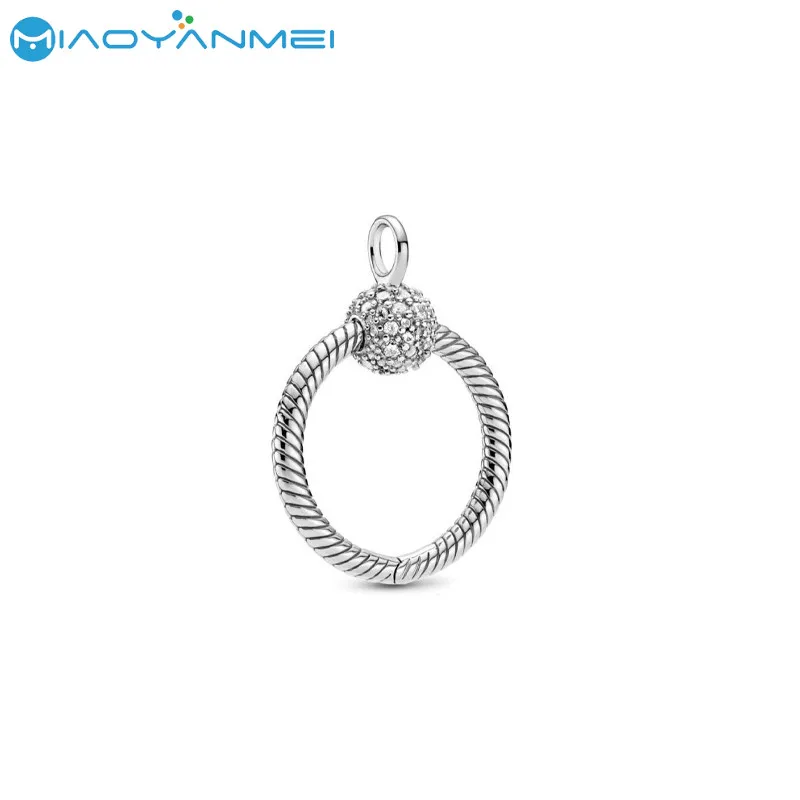 

2020 Autumn New 925 Sterling Silver Beads 3.5mm O-shaped Zircon Buckle Pendant Fit Original Pandora Necklace Women DIY Charm