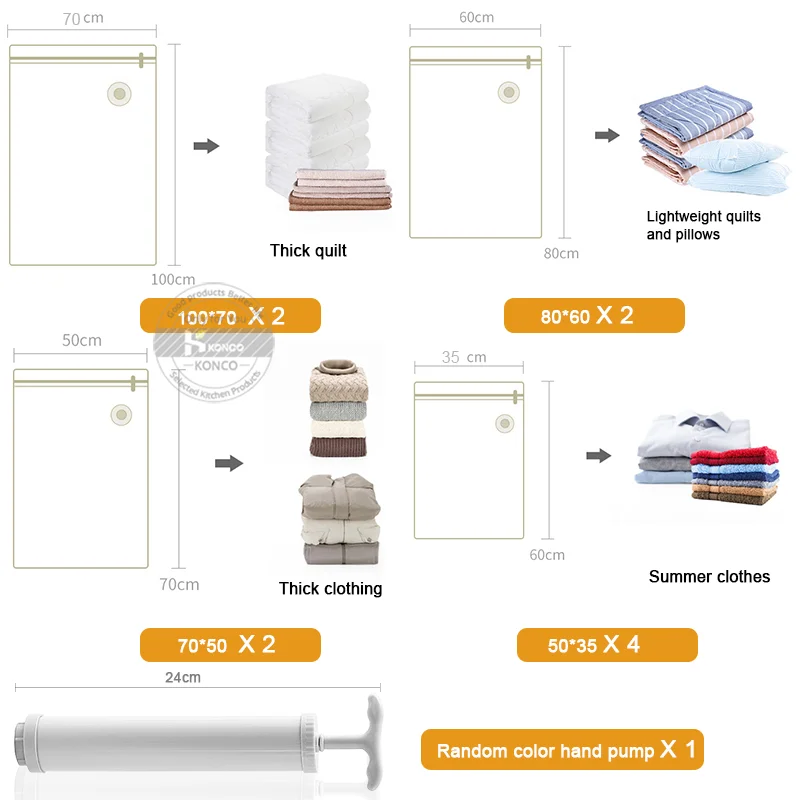 New Vacuum Storage Bags 1/11PCS Transparent Clothes Organizer Foldable Clothes Storage Seal Compressed Travel Saving Bags