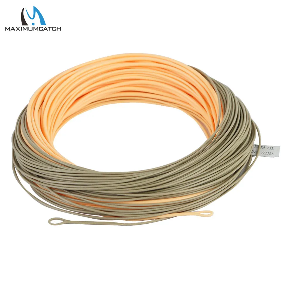 Maximuscatch 한 손 Spey Fly 낚시 라인 WF3F-8F 90ft 2 용접 루프 peach/camo Fly Line