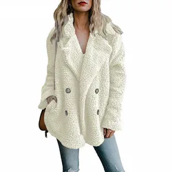 Teddy Coat Vrouwen Faux Fur Coats Lange Mouwen Fluffy Fur Jassen Winter Warme Vrouwelijke Jas Oversized Vrouwen Casual Winterjas 2021