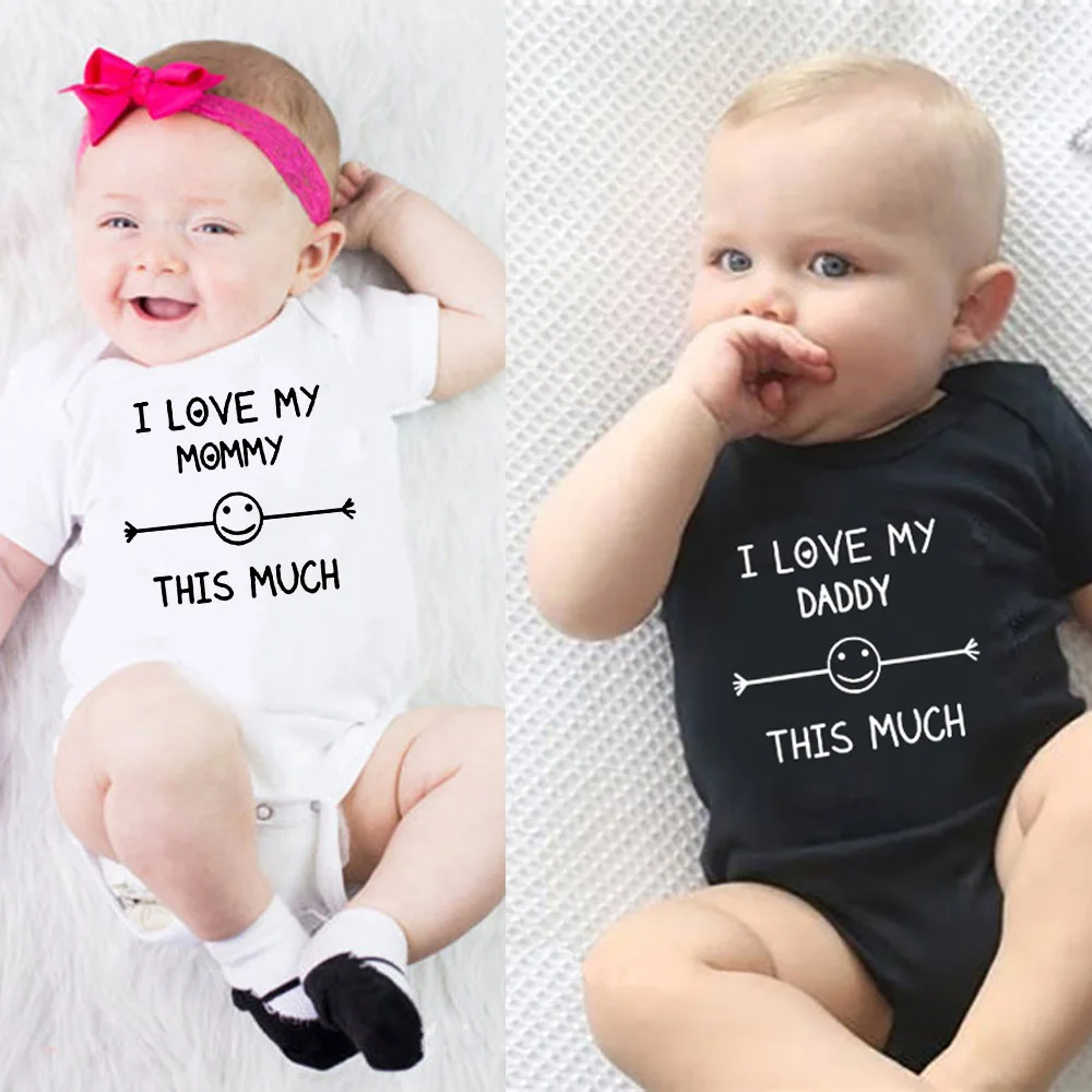 

I Love My Daddy This Much Baby Rompers Casual Infant Body Short Sleeve Clothing Baby Jumpsuit Daddy Printed Baby Boy Girl Cloth