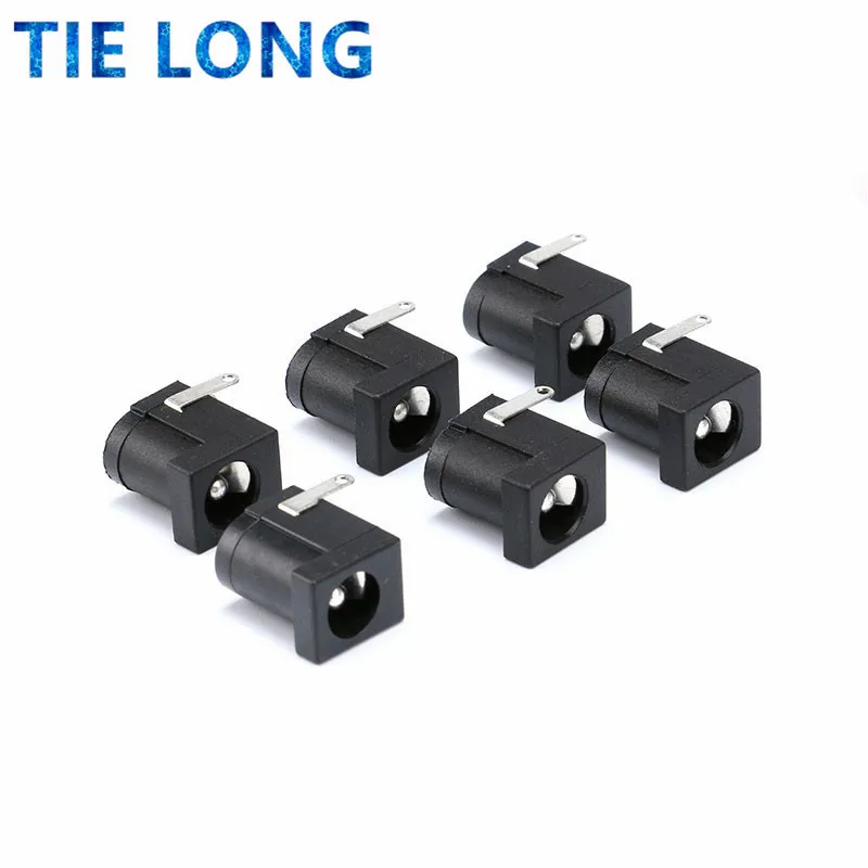 10Pcs 5.5x2.1mm DC-005 Black DC Power Jack Socket DC Connectors Supply Barrel-Type Right Angle PCB Mount Terminal