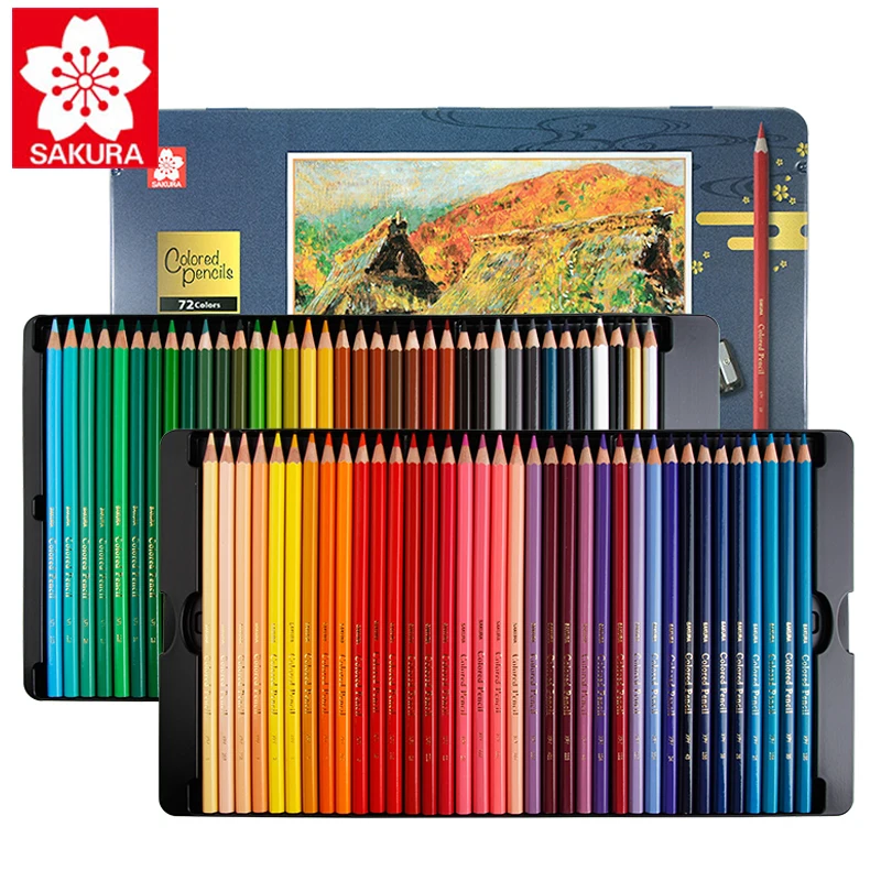 SAKURA water-soluble colored pencil set 24/36/48/60/72 color XPY36 student hand-painted professional painting pencil stationery