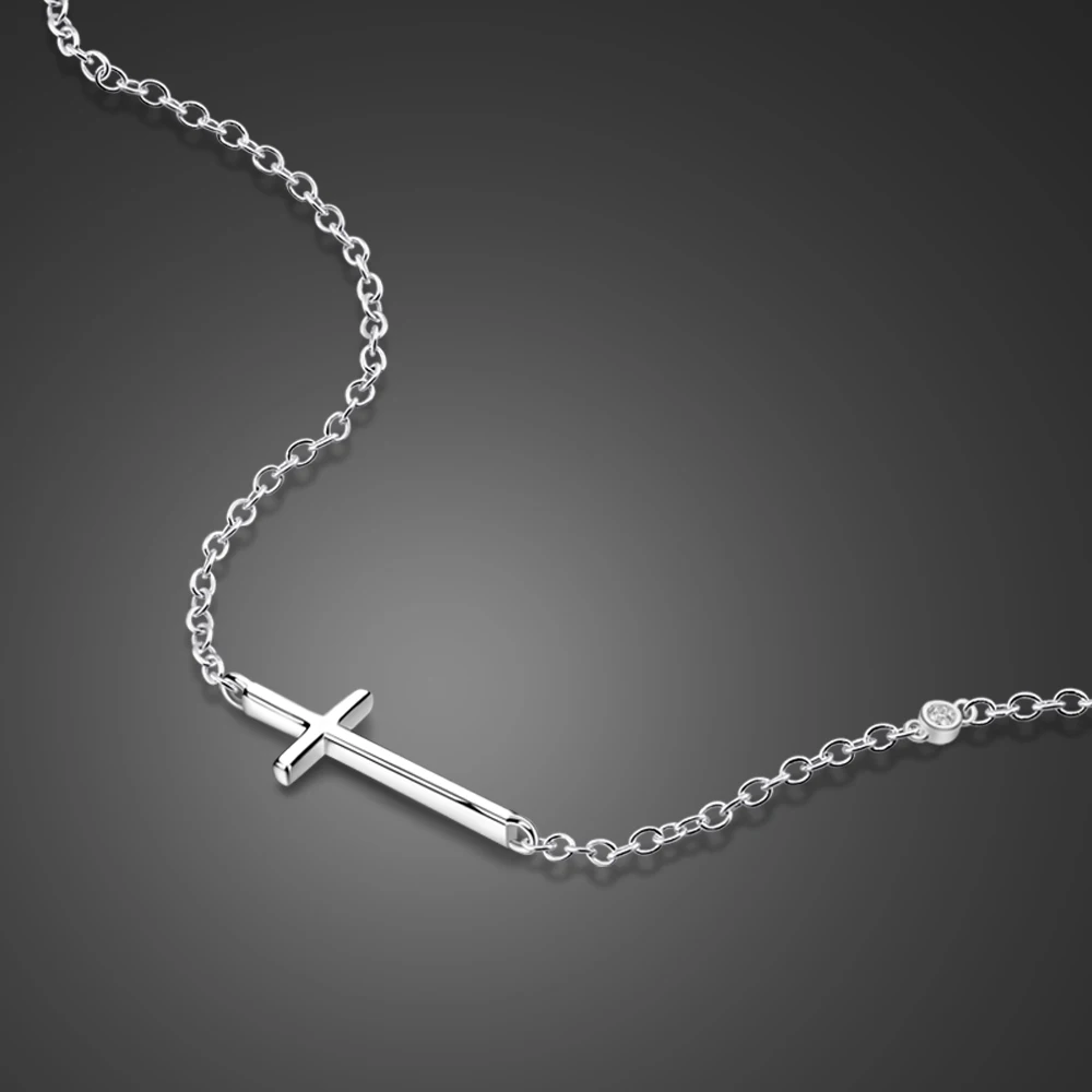 

Simple Accessories Cross Necklaces 925 Sterling Silver Plain Cross Pendant Rolo Chain Necklace Prayer Collar Choker Jewelry Gift