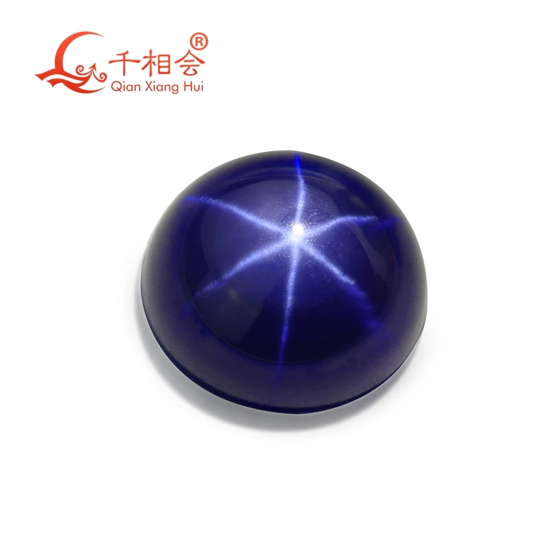 

Artificial star sapphire blue color flat back cabochon round shape loose gem stone