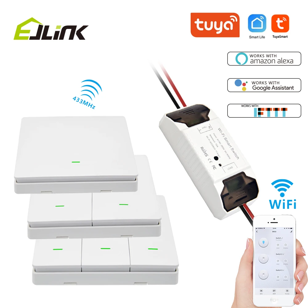 

EJLINK Smart Switch Wifi Remote Control Smart Home Automation Works with Alexa Google Home Wireless Light Switch DIY Module