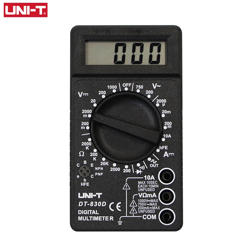 UNI-T Digital Multimeter DT830B DT830D LCD Display Manual Voltmeter Ammeter Ohmmeter Diode Transistor Tester Overload Protection