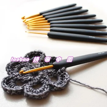 TULIP ETIMO Cushion Grip Aluminium Gold Crochet Hooks needles Knitting Yarn 2MM, 2.2, 2.5, 3.0 3.5, 4.0 4.5 5.0, 5.5  6.0 6.5