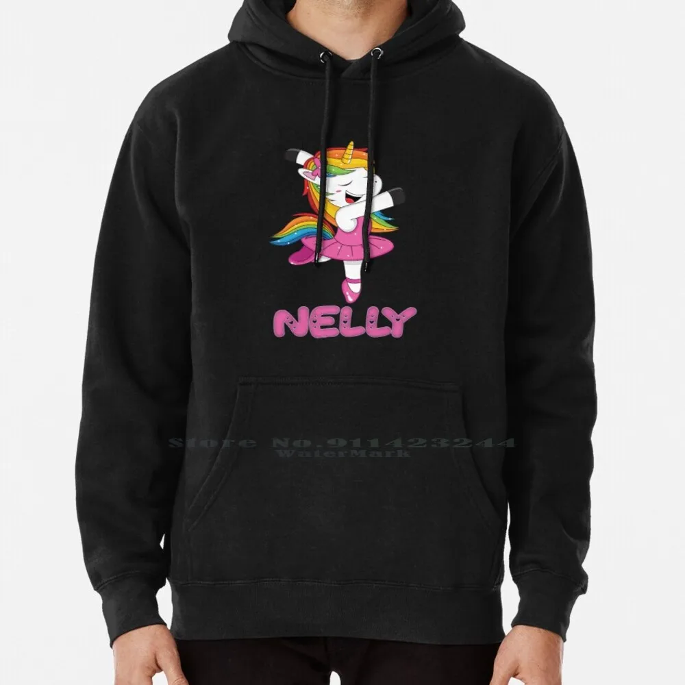 Nelly Pink Nelly The Dancing Unicorn-Special Personalised Gift For Nelly Hoodie Sweater 6xl Cotton Unicorn Rainbow For Nelly