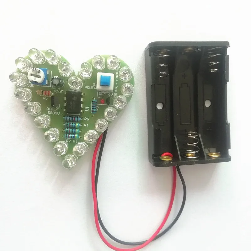 DIY Kit Heart Shape Breathing Lamp Kit DC 4V-6V Breathing LED Suite Red White Blue Green DIY Electronic Production for Learning