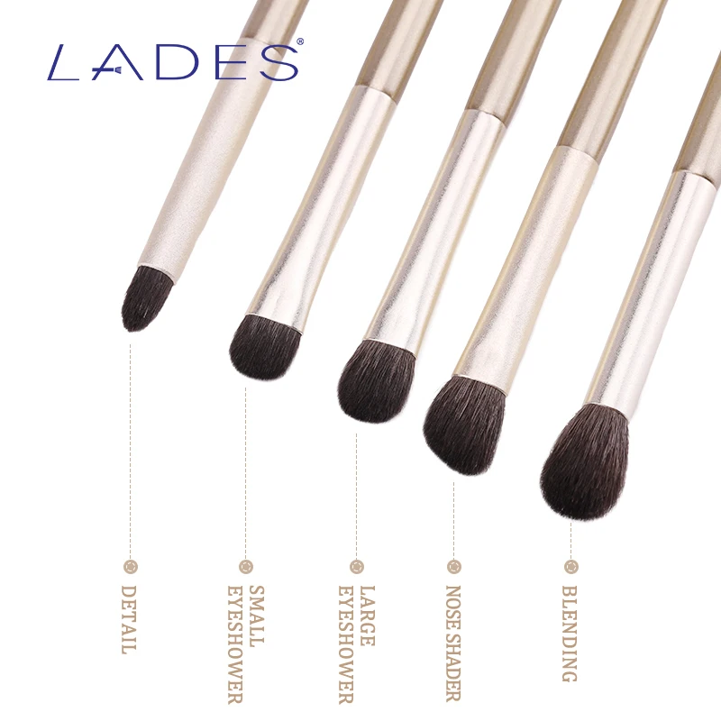 LADES Eyes Makeup Brushes 5PCS Eye Make up Brush Set Eyeshadow Detail Blending Eyebrow Brush Natural Hair Cosmetic Tools Kit