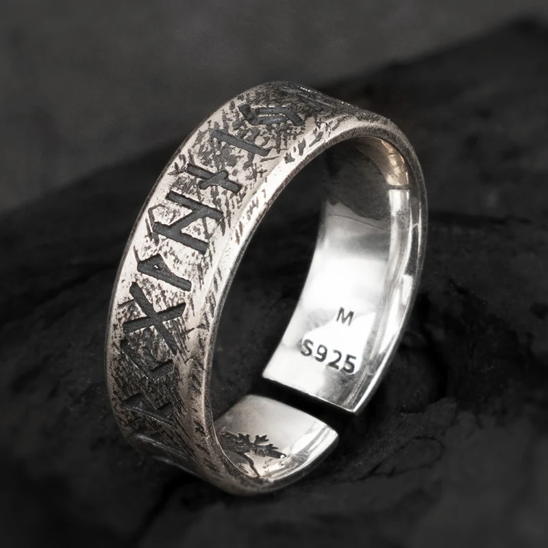 Nordic Mythology Viking Runes 925 Sterling Silver Ring