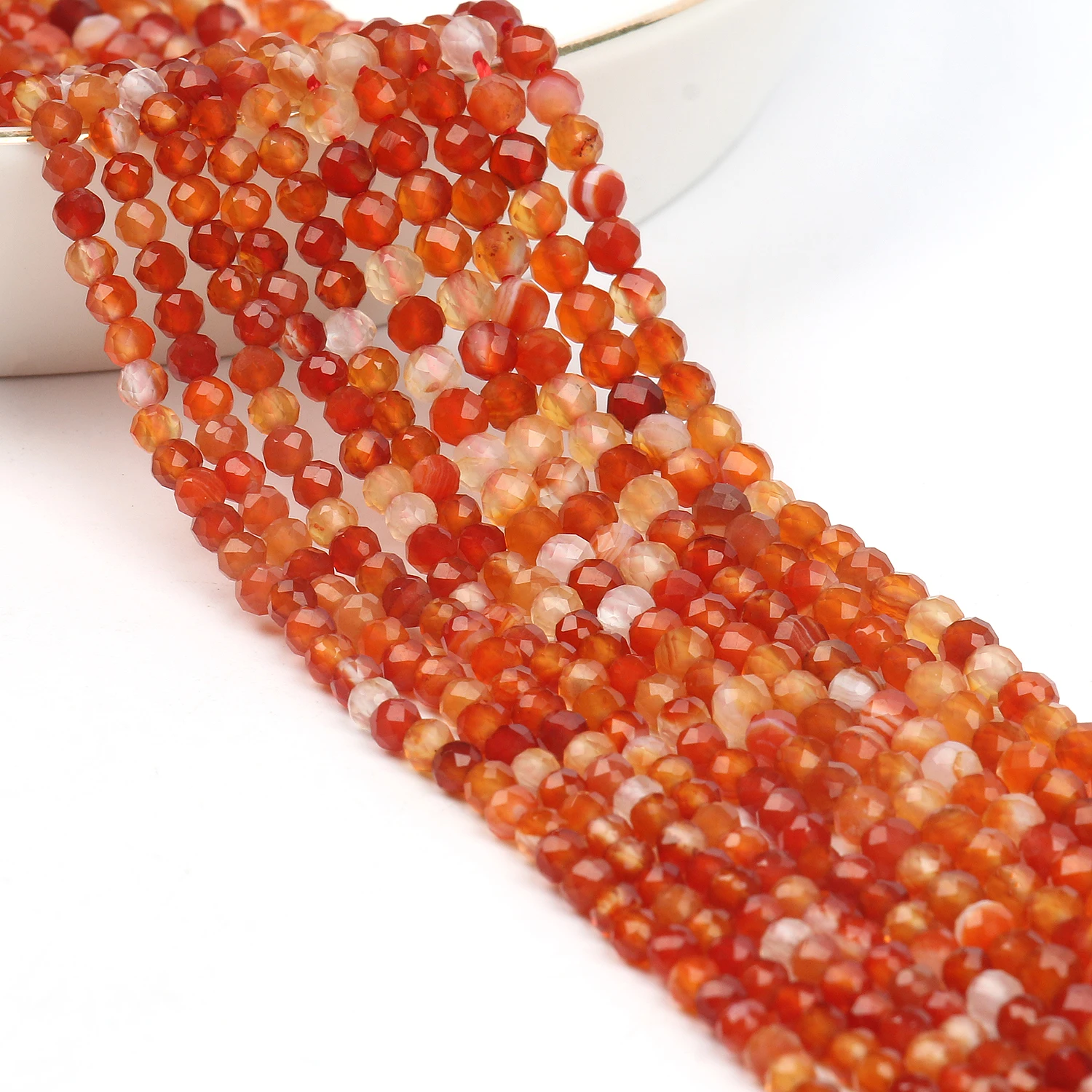 Natural Stone Red Agates Beads Faceted Loose Tiny Beads for DIY Jewelry Making Bracelet Necklace 15 inches Wholesale 2 3 4 mm