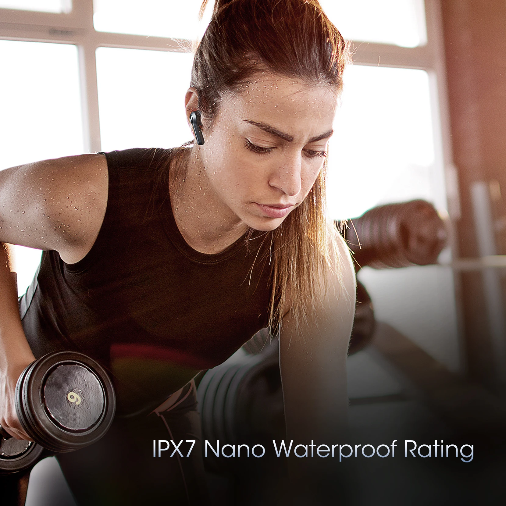 XMpow MFly True سماعات أذن لاسلكية مزودة بتقنية البلوتوث 5.0 واقي أذن رياضي مع صندوق شحن لاسلكي/USB-C IPX7 Waterpoof 30hours وقت اللعب