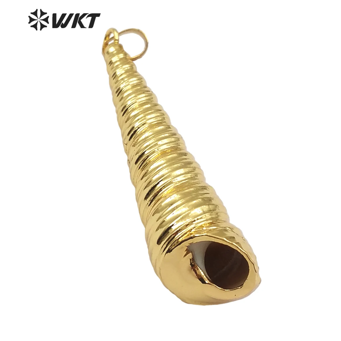 WT-JP118 Full Gold Dipped Trumpet Shell Pendant Long Conch Shell Pendant Fashion Pendant Jewelry For Women Shell Necklace